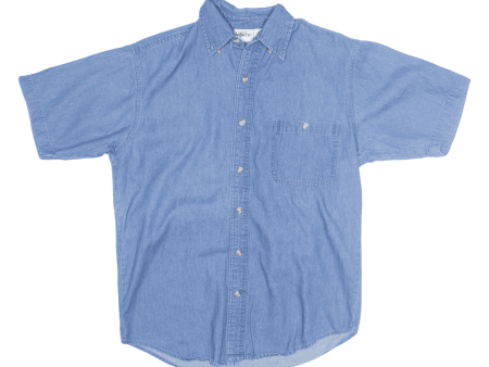 1250 NORTH Plain Shirt Blue Short Sleeve Mens S Discount