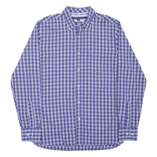 TOMMY HILFIGER Custom Fit Shirt Blue Plaid Long Sleeve Mens M Discount