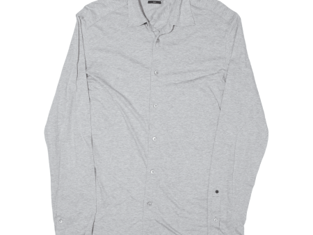 Z ZEGNA Slim Plain Shirt Grey Long Sleeve Mens M Online Sale