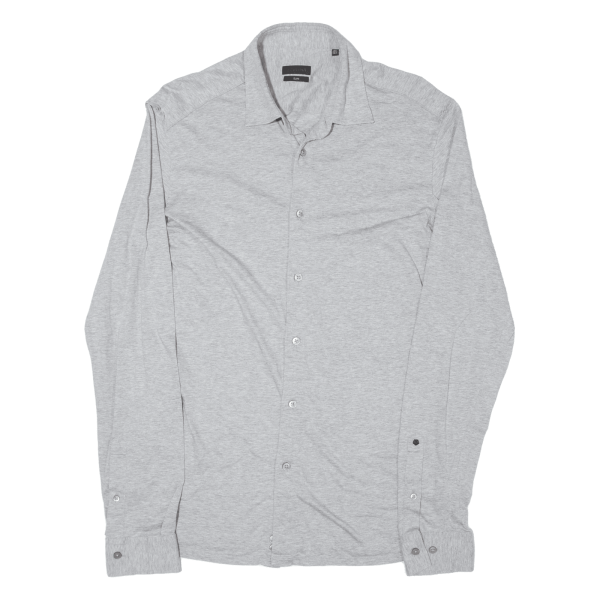 Z ZEGNA Slim Plain Shirt Grey Long Sleeve Mens M Online Sale