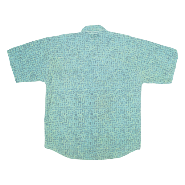 SHAH SAFARI Shirt Green Geometric Short Sleeve Mens M Fashion