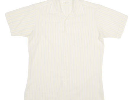 LITTLEWOODS Shirt Yellow Striped Short Sleeve Mens M Cheap