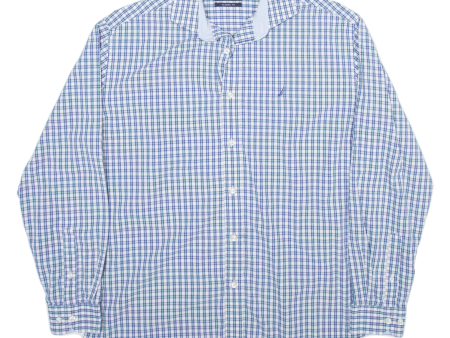 NAUTICA Shirt Blue Check Long Sleeve Mens L For Sale