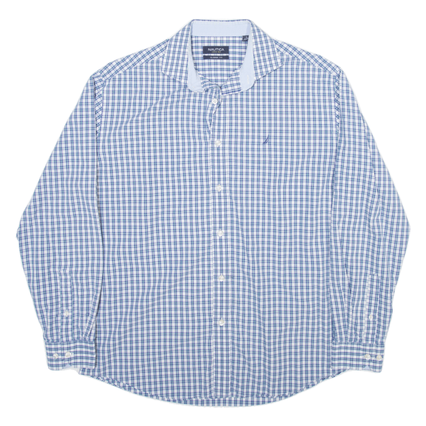 NAUTICA Shirt Blue Check Long Sleeve Mens L For Sale