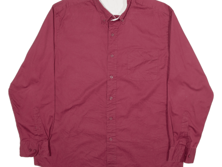 PORT AUTHORITY Plain Shirt Red Long Sleeve Mens XL Cheap