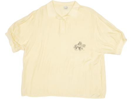 SERGIO DI LAURENTI Tigers Plain Shirt Yellow Silk Short Sleeve Womens L Online