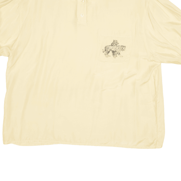 SERGIO DI LAURENTI Tigers Plain Shirt Yellow Silk Short Sleeve Womens L Online