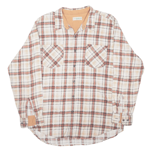 HABAND Shirt Beige Plaid Long Sleeve Mens L Supply