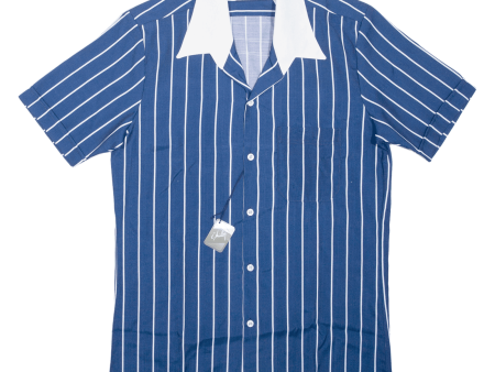 I MILLER Shirt Blue Striped Short Sleeve Mens S For Sale