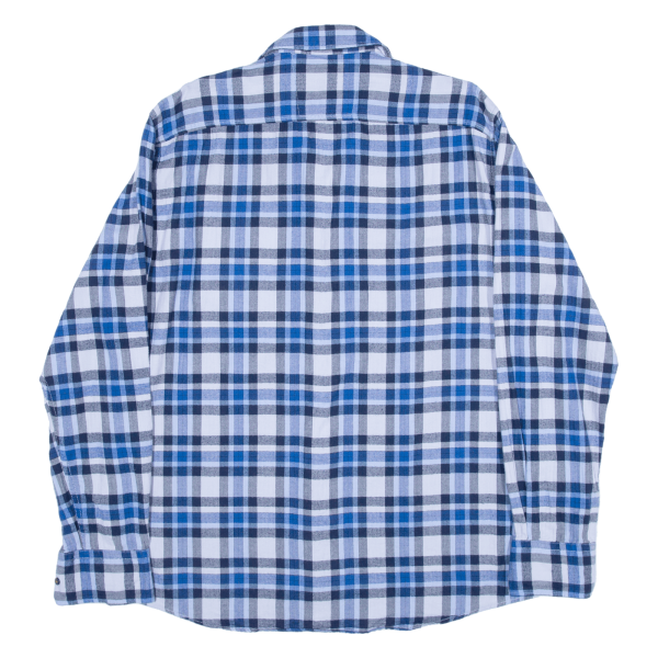 PIERRE CARDIN Modern Fit Flannel Shirt Blue Check Long Sleeve Mens L Online now