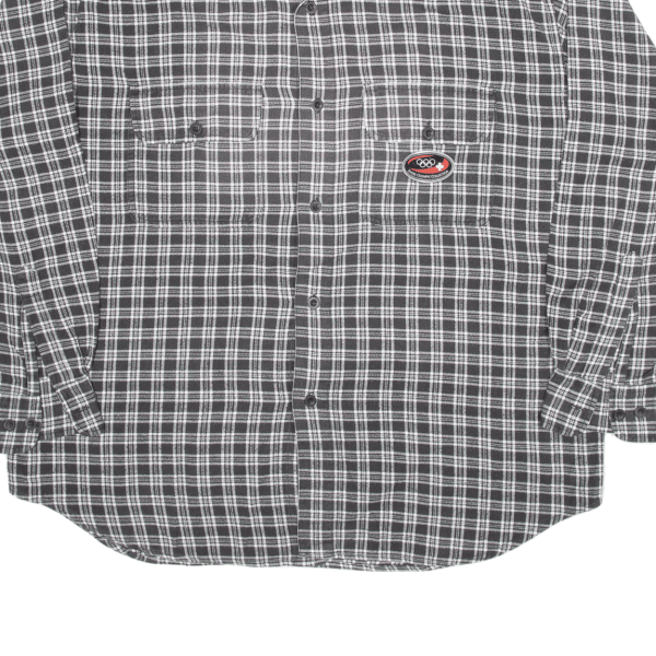 SWISS OLYMPIC COLLECTION Flannel Shirt Black Check Long Sleeve Mens XL Online