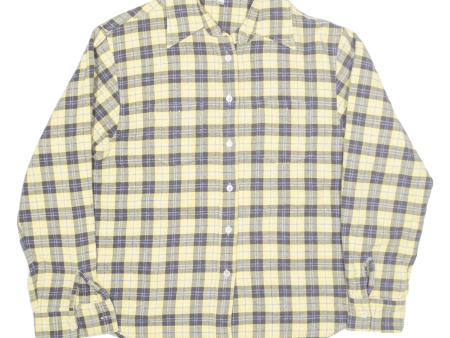 HOPKINS Flannel Shirt Yellow Check Long Sleeve Womens M Fashion