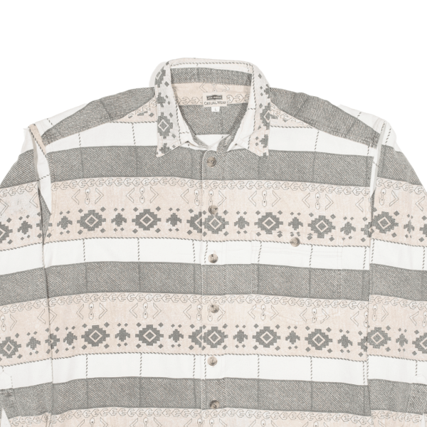 JACK MORGAN Shirt Grey Striped Long Sleeve Mens L Online Hot Sale