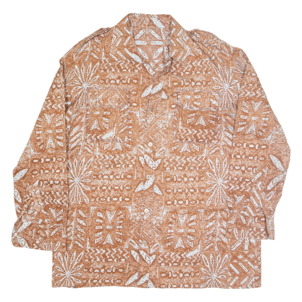 Shirt Brown Crazy Pattern Long Sleeve Mens M Online now