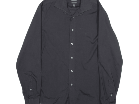 CALVIN KLEIN Slim Fit Plain Shirt Black Long Sleeve Mens M For Cheap