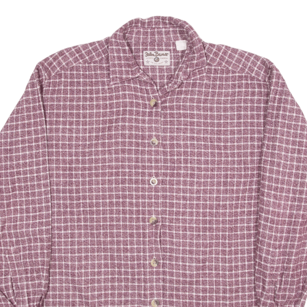 JOHN BARNES Flannel Shirt Purple Check Long Sleeve Mens L Cheap