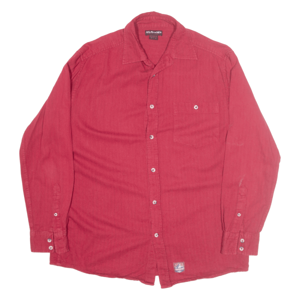 ATLASFORMEN Plain Shirt Red Long Sleeve Mens M Cheap