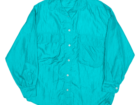 Plain Shirt Blue Long Sleeve Womens L For Cheap