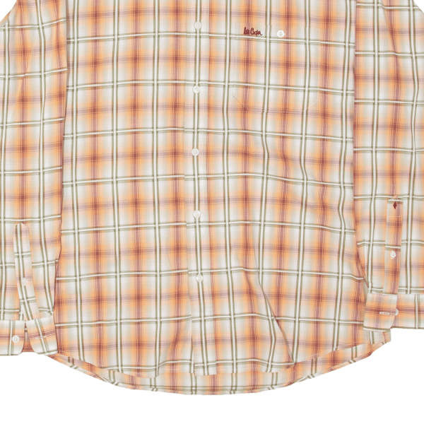 LEE COOPER Shirt Orange Plaid Long Sleeve Mens L on Sale