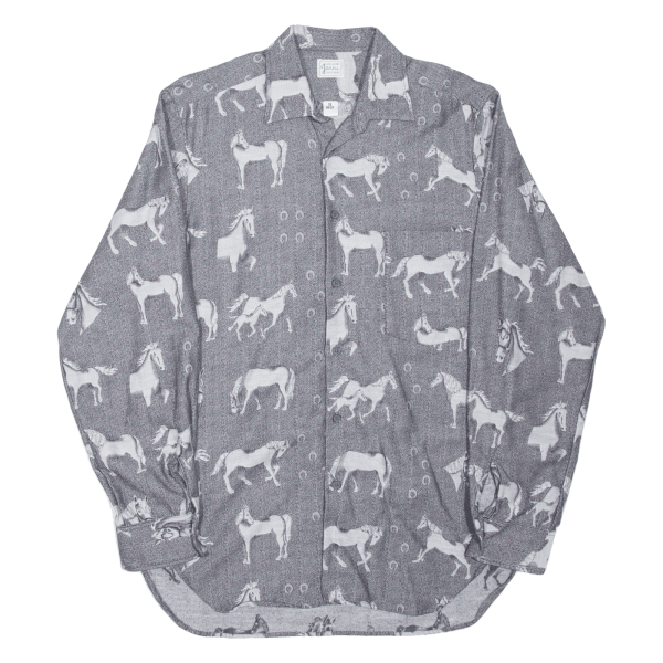 ATELIER JENNI Horses Shirt Grey Long Sleeve Mens XS Online Sale