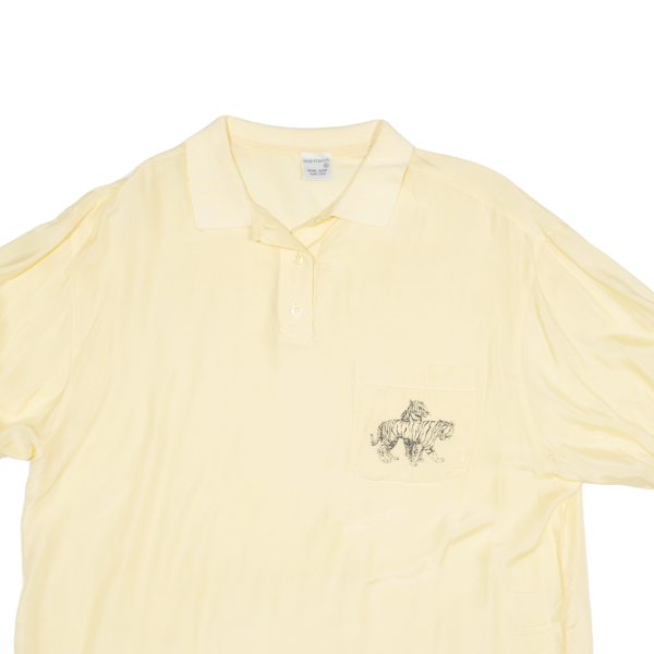 SERGIO DI LAURENTI Tigers Plain Shirt Yellow Silk Short Sleeve Womens L Online